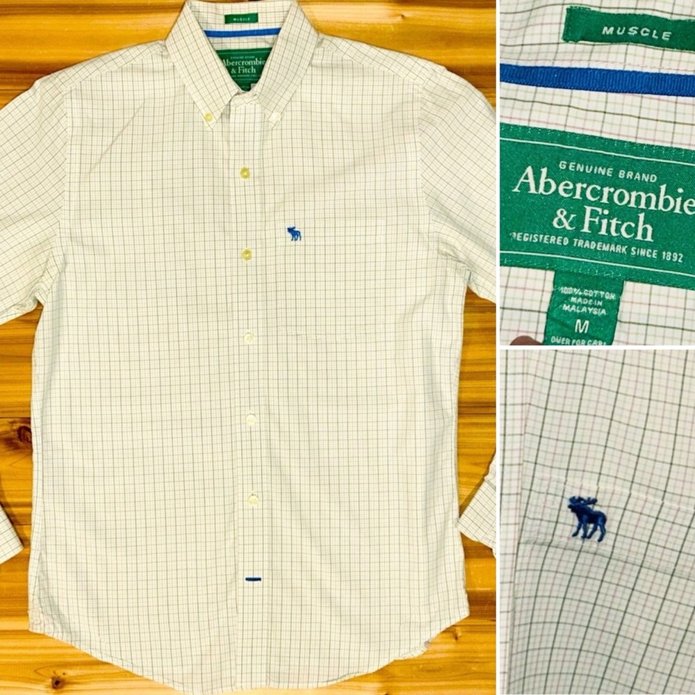Abercrombie & Fitch Muscle Long Sleeve Button Down Shirt sz Medium Excellent